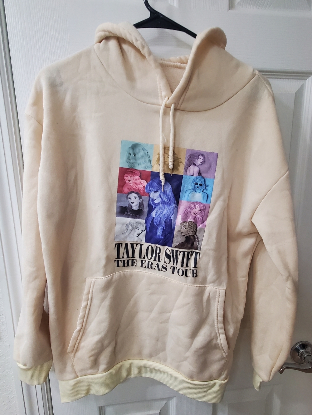 Taylor Swift Cream Hoodie with Multicolor Portrait Grid. NOT OFFICIAL TS Merch.